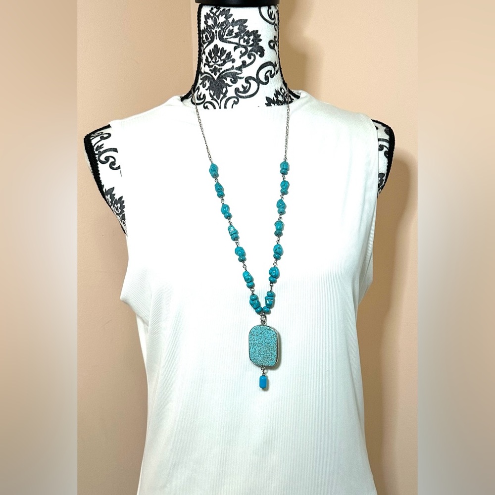 Vintage Turquoise & Silver Statement Necklace - Picture 4 of 7